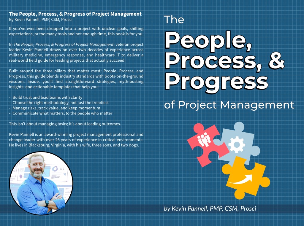 The book cover for The People, Process, & Progress of Project Management